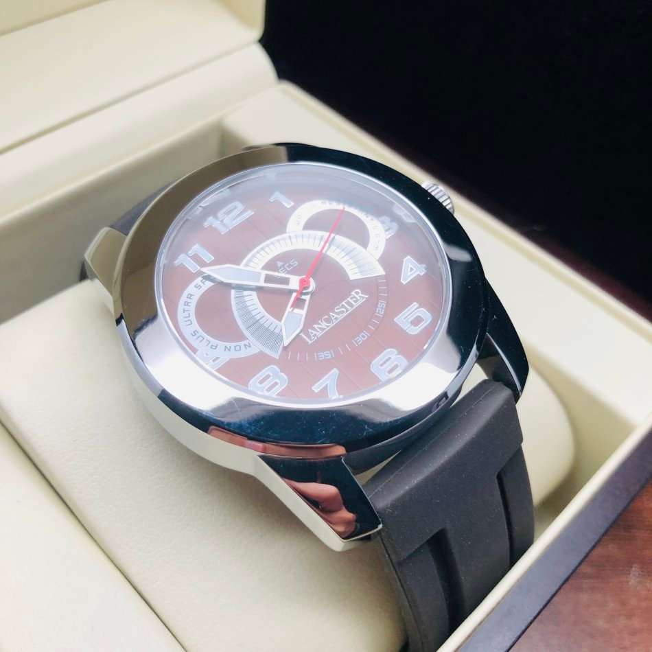 Retail: R5,999.00 LANCASTER Italy Mens Motief Silicone Watch BRAND NEW BOXED