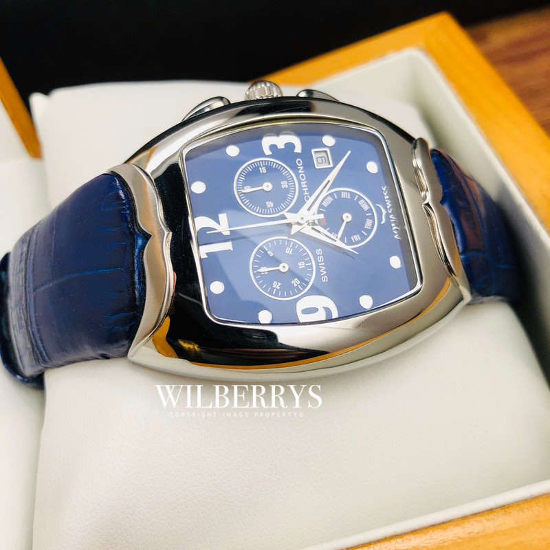 Retail: R12,000.00 AQUASWISS Men's Blue Whale Chronograph Swiss Made Watch NEW