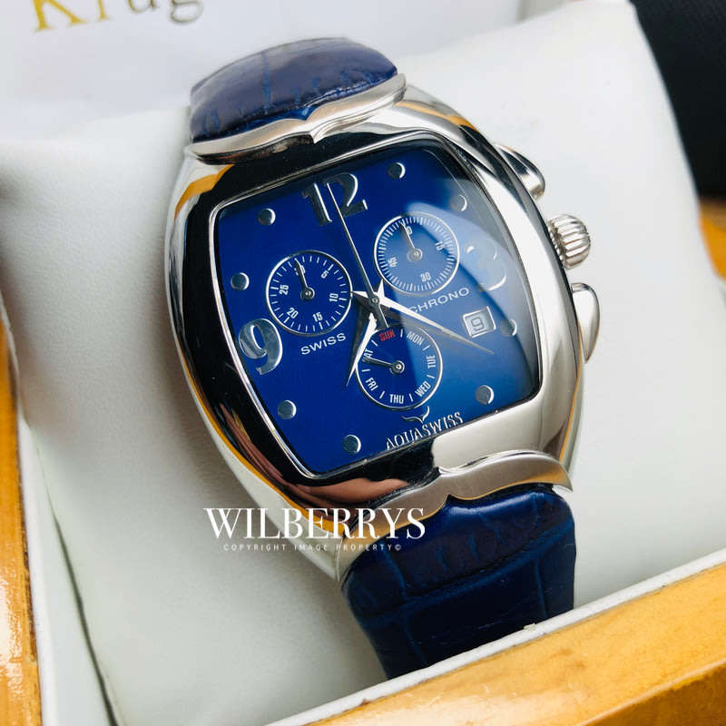 Retail: R12,000.00 AQUASWISS Men's Blue Whale Chronograph Swiss Made Watch NEW