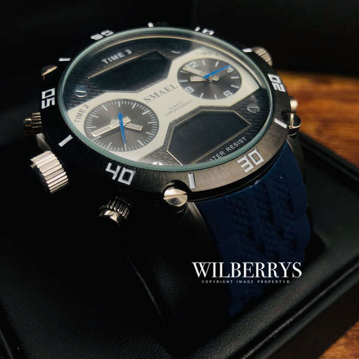 SMAEL Shock Proof Sports Chrono Blue 5ATM WATER RESISTANT **BRAND NEW**