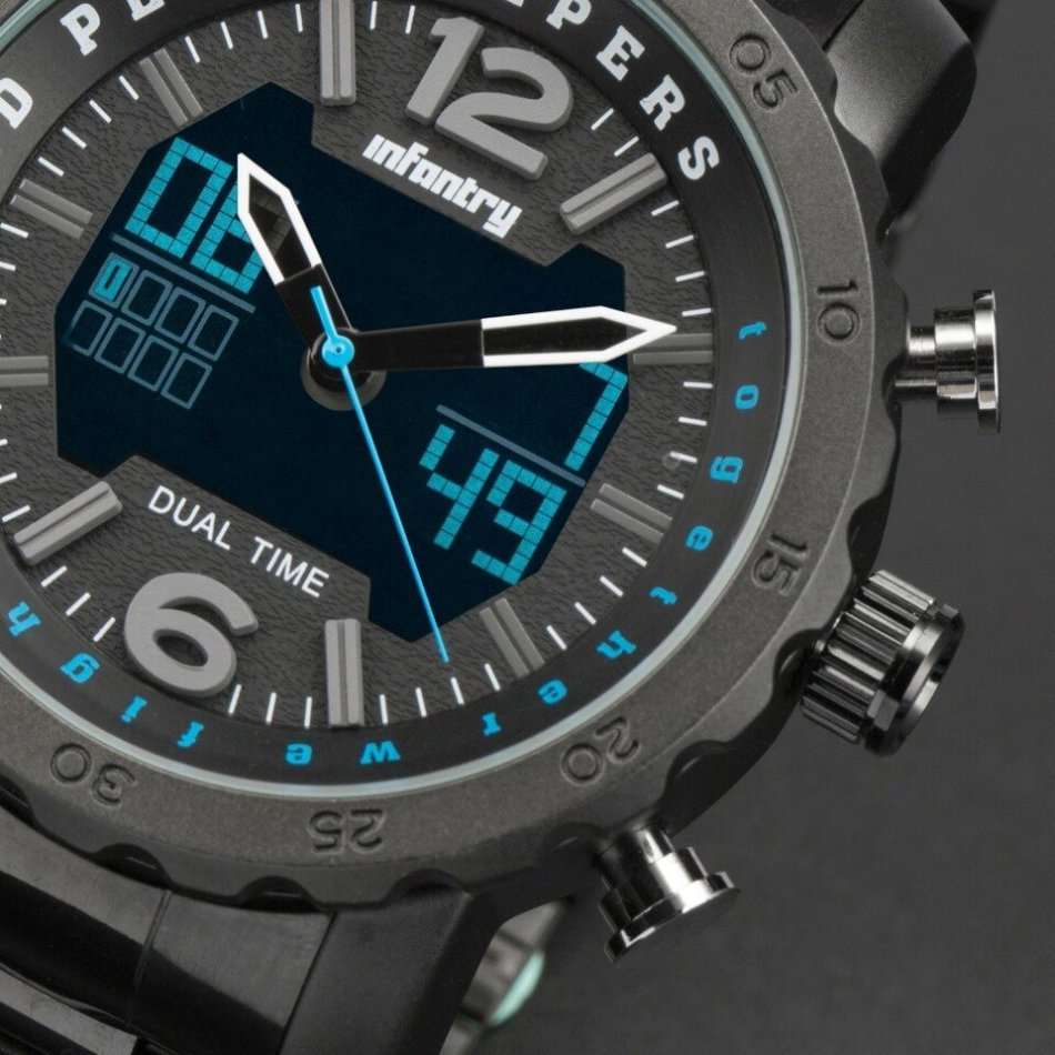 Retail: R3499.00 INFANTRY MILITARY CO. THICK/HEAVY Dual Time Peace Keeper Watch Brand new BOXED!!