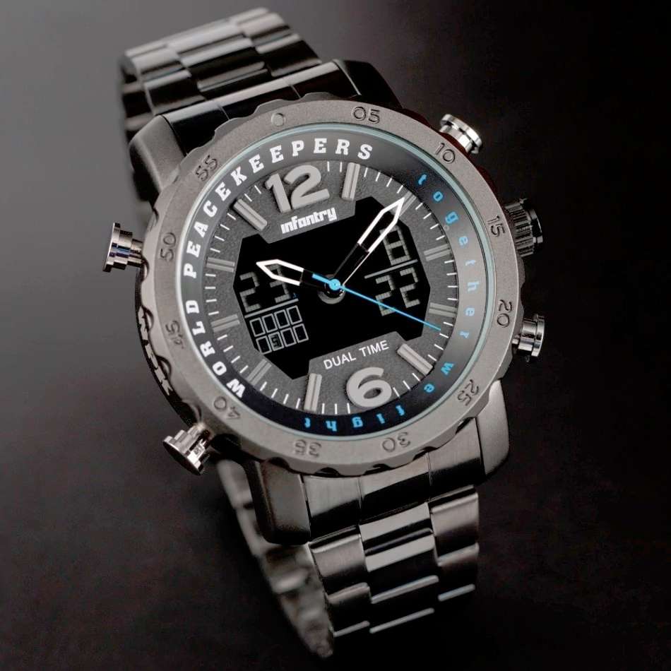 Retail: R3499.00 INFANTRY MILITARY CO. THICK/HEAVY Dual Time Peace Keeper Watch Brand new BOXED!!