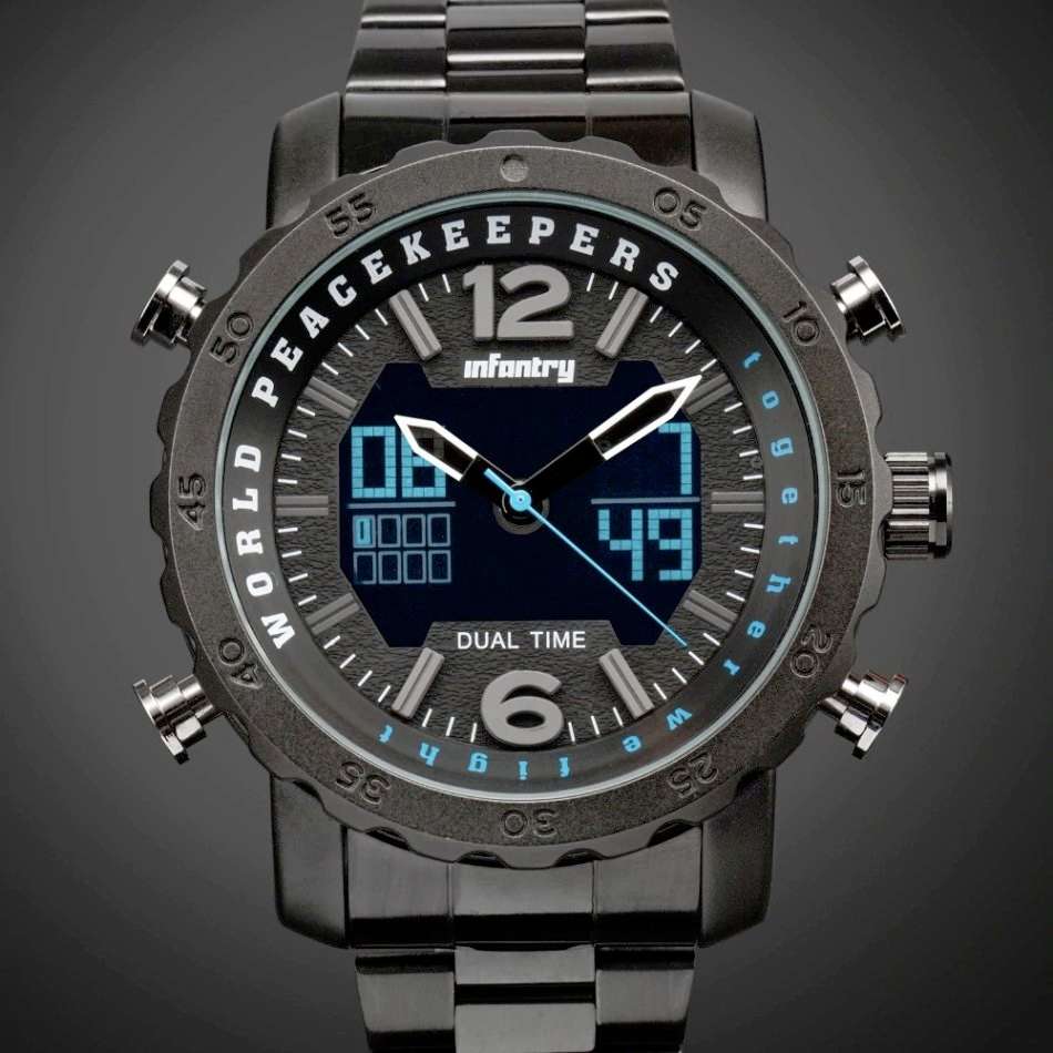 Retail: R3499.00 INFANTRY MILITARY CO. THICK/HEAVY Dual Time Peace Keeper Watch Brand new BOXED!!