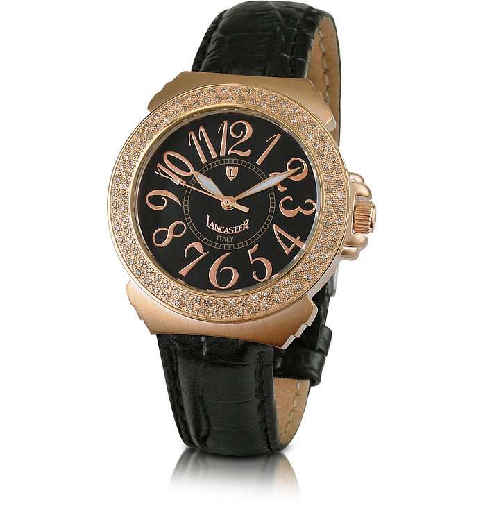 Retail: R25,000.00 Lancaster Italy Women's 112 Diamond Pilola Leather Giuloche Band Watch BRAND NEW