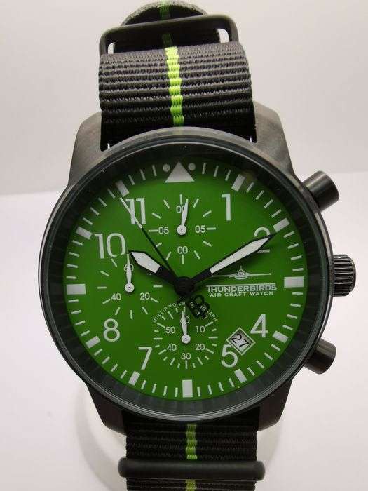 Retail: R5,499.00 THUNDERBIRDS AIR CRAFT WATCH Men's Huron Chronograph HULK GREEN Watch