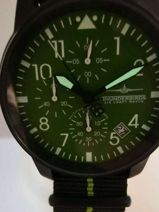 Retail: R5,499.00 THUNDERBIRDS AIR CRAFT WATCH Men's Huron Chronograph HULK GREEN Watch