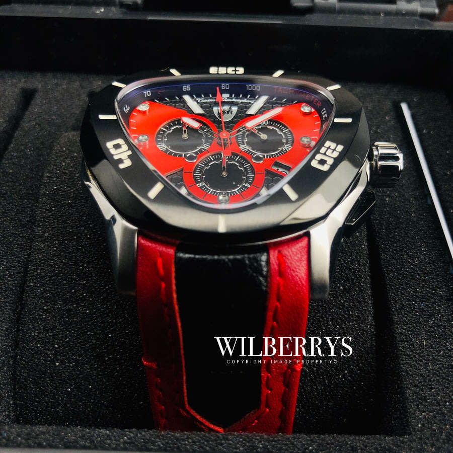 Retail: R30,000.00 Tonino Lamborghini Men's SPYDER BLACK/RED EDITION Carbon Fiber Chronograph Watch
