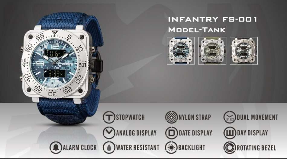 Retail: R2999.00 INFANTRY MILITARY CO. THICK/HEAVY Tank Watch Brand new BOXED!!