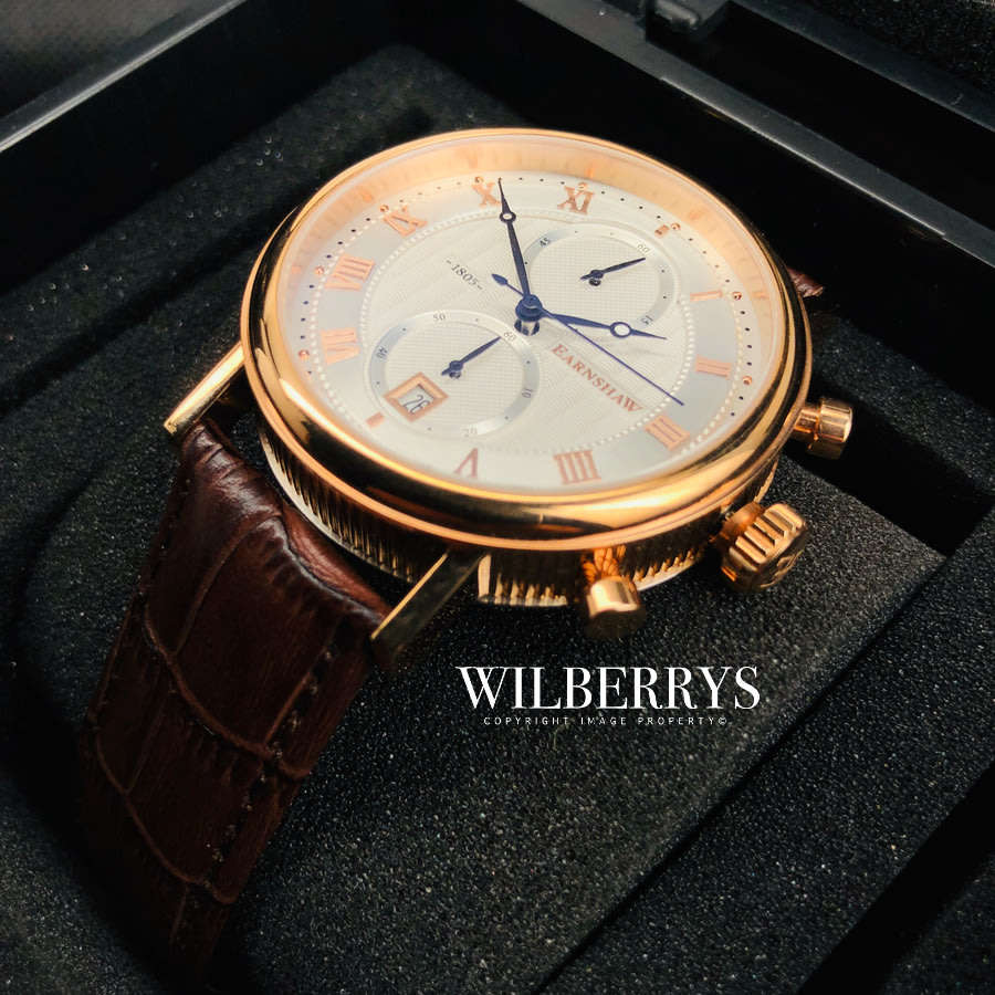 Retail: R9,200.00 Thomas Earnshaw Beaufort Retrograde Watch Gold/Brown GENUINE, BRAND NEW