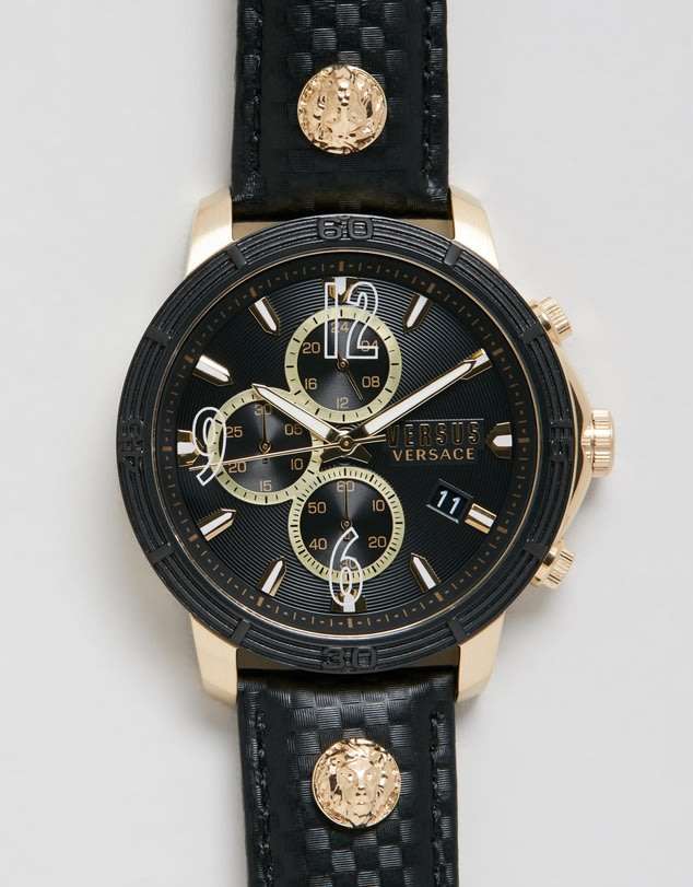 Retail: R9000.00 VERSACE Men's Versus Saint Germain BLACK GOLD EDITION Date Watch BRAND NEW