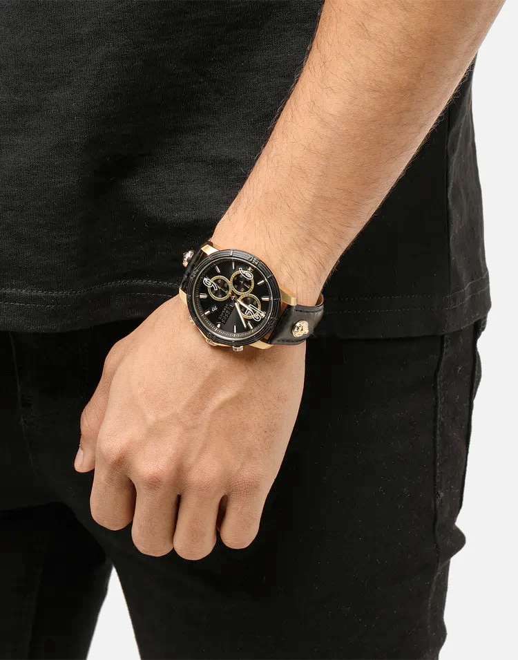 Retail: R9000.00 VERSACE Men's Versus Saint Germain BLACK GOLD EDITION Date Watch BRAND NEW