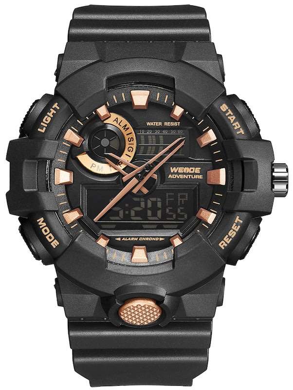 WEIDE Men's Gas Mask Black/Rose Gold Watch BRAND NEW official SA store