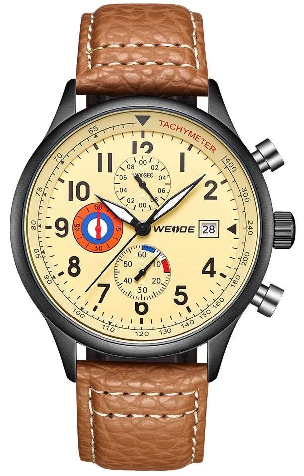 WEIDE Men's Bullet Petrol Tanned Leather Pilot Watch BRAND NEW official SA store