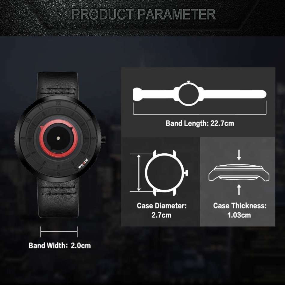 WEIDE Men's Orb 42mm Red Trim Watch BRAND NEW official SA store