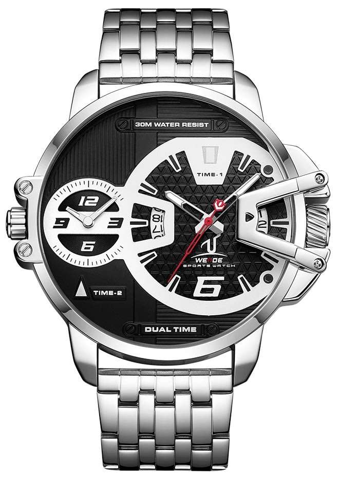 WEIDE Men's Gigantaur 50mm STEEL Dual Time + ALARM Watch BRAND NEW official SA store