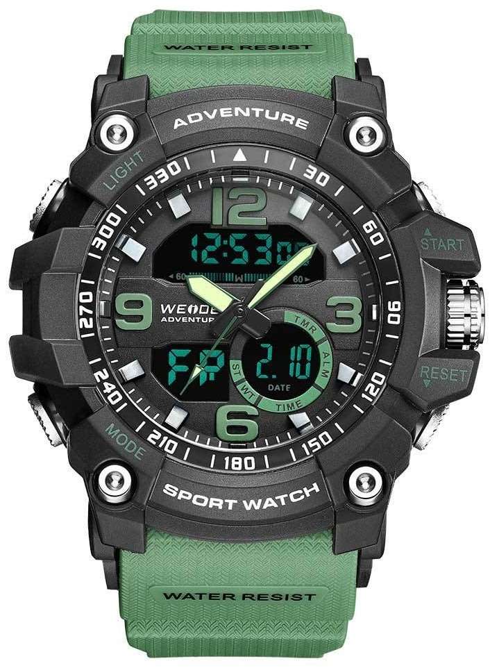 WEIDE Men's SHOCK PROOF Dakar Adventure Black/Green Watch BRAND NEW official SA store