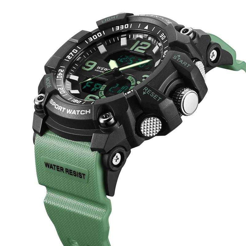 WEIDE Men's SHOCK PROOF Dakar Adventure Black/Green Watch BRAND NEW official SA store