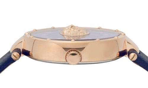 Retail: R8299.00 VERSACE Women's Medusa Parisan Blue Leather Watch BRAND NEW NEW IN BOX