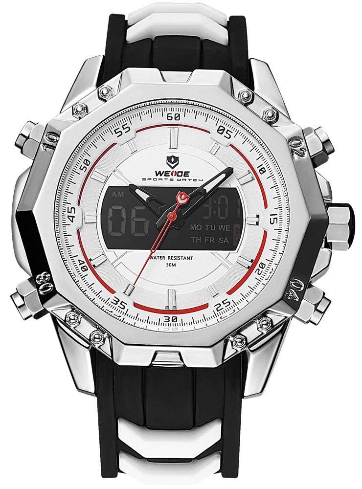 WEIDE Men's Powerhouse Dual Time Black/White Dual Time + ALARM Watch BRAND NEW official SA store