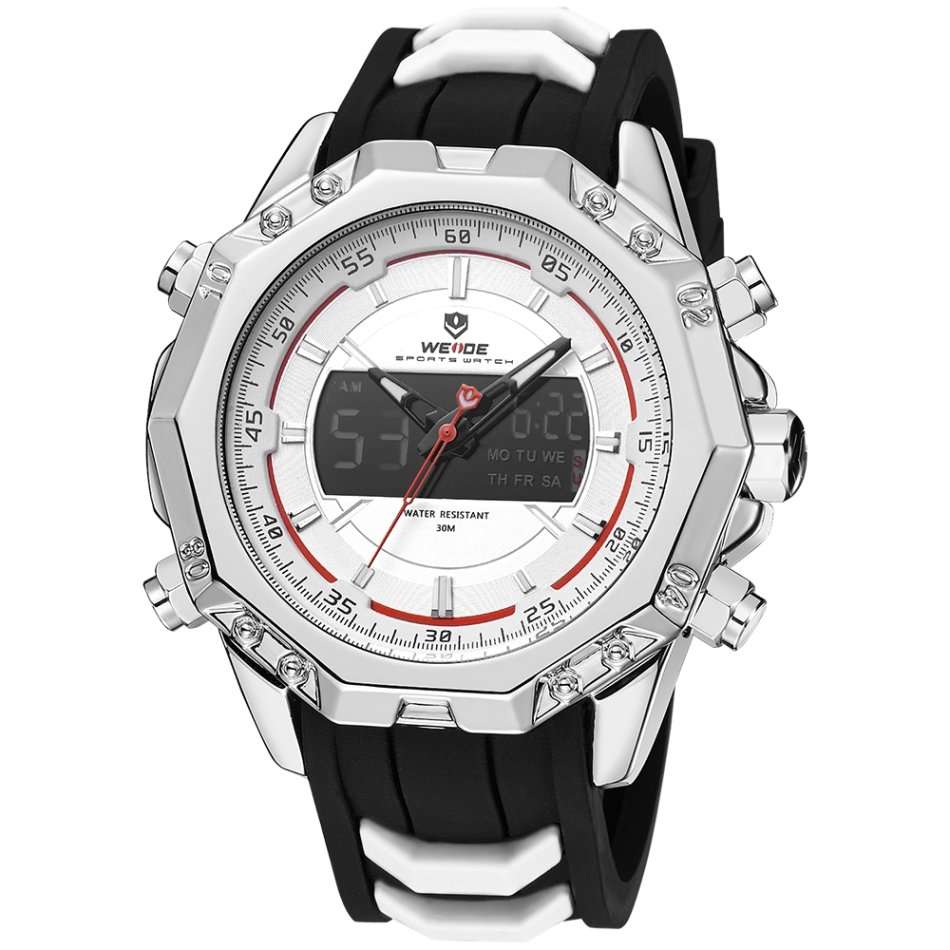 WEIDE Men's Powerhouse Dual Time Black/White Dual Time + ALARM Watch BRAND NEW official SA store