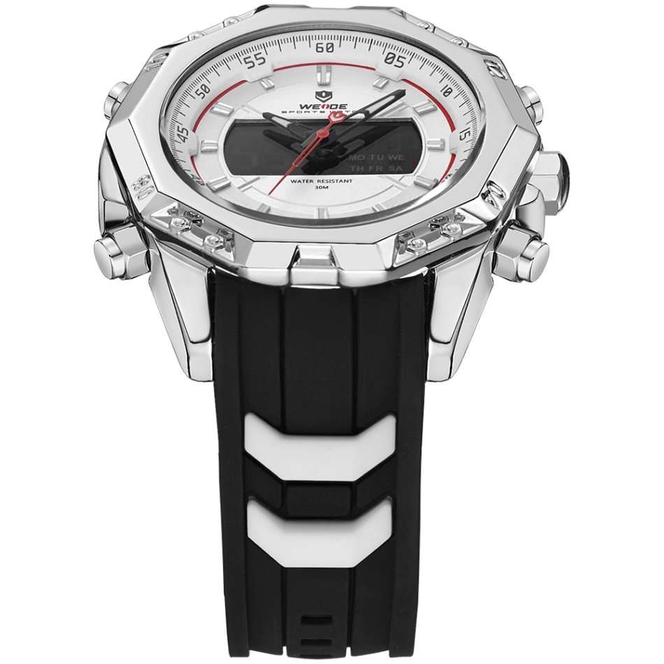 WEIDE Men's Powerhouse Dual Time Black/White Dual Time + ALARM Watch BRAND NEW official SA store