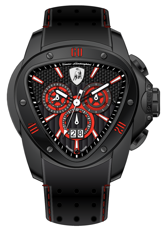 Rare!! Retail: R40,000.00 Tonino Lamborghini Men's SPYDER Chronograph BLACK EDITION Watch BRAND NEW