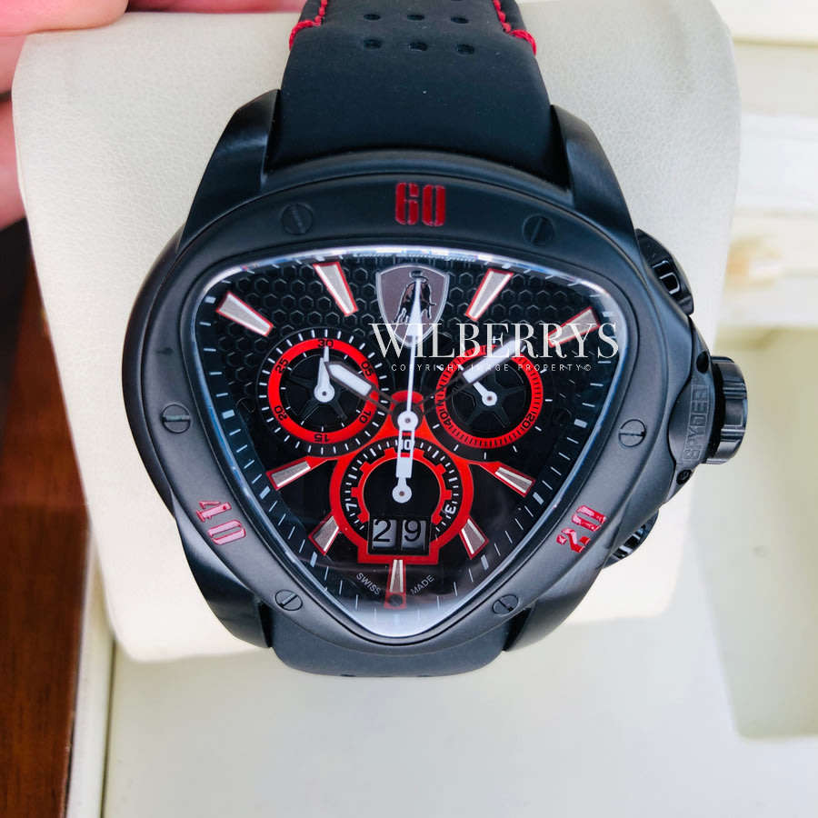 Rare!! Retail: R40,000.00 Tonino Lamborghini Men's SPYDER Chronograph BLACK EDITION Watch BRAND NEW
