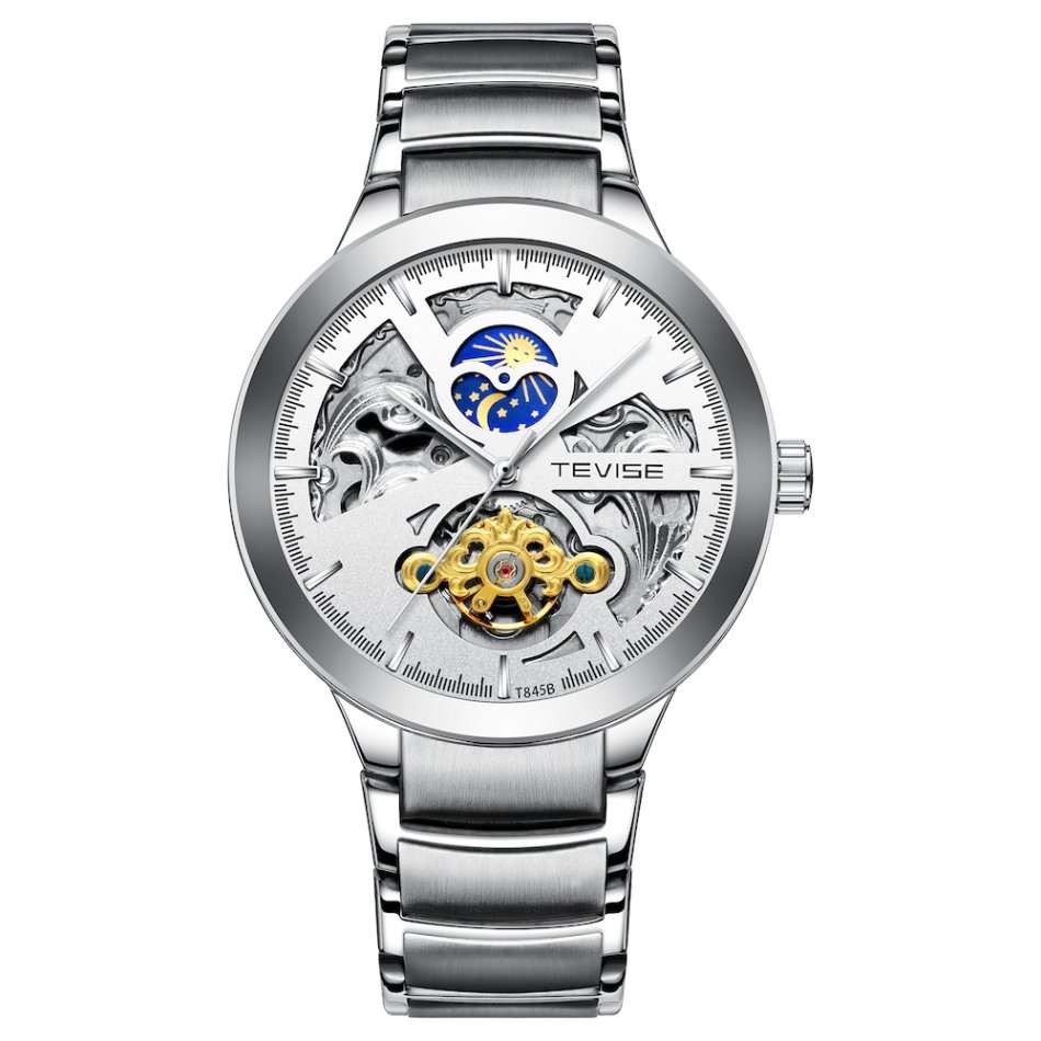 Retail: R2,799.00 TEVISE ® Men's Constantine AUTOMATIC Steel Moonphase Watch BRAND NEW