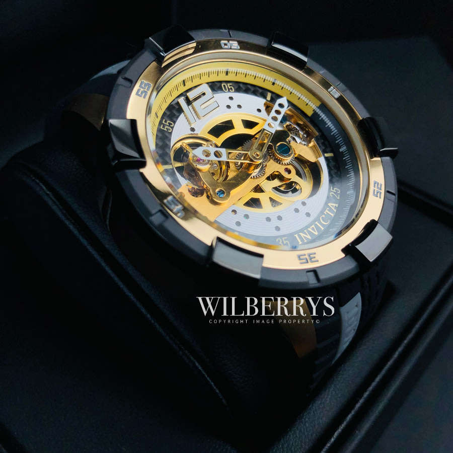 Retail: R12,999.00 INVICTA Men's GLASS Rally Automatic Gold pl. Professional 100m Watch BRAND NEW