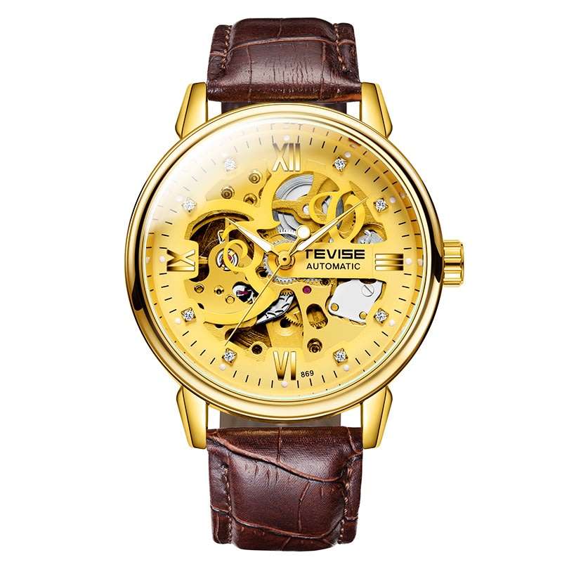 Retail: R2,399.00 TEVISE ® Men`s Metropolis Leather Gold Watch BRAND NEW