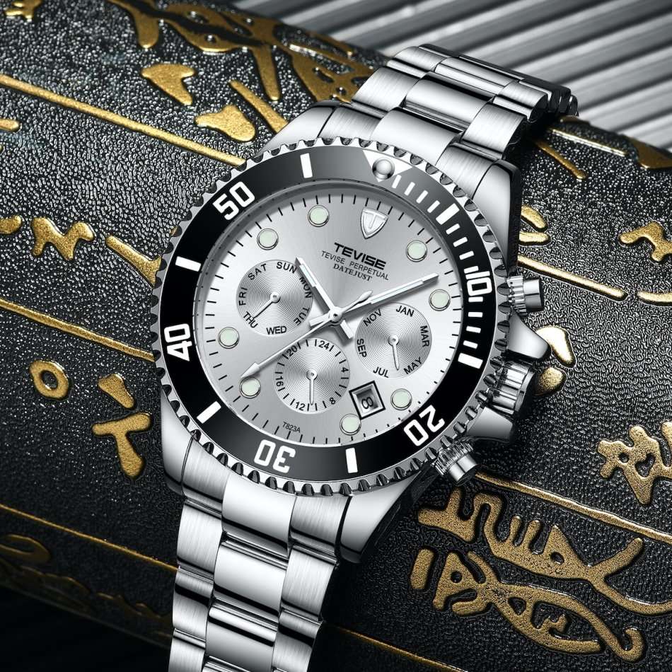 Retail: R2,599.00 TEVISE ® Men's Perpetual Automatic Silver Watch BRAND NEW