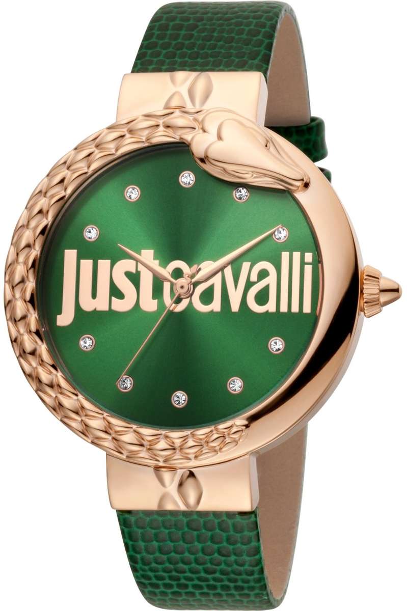 Retail: R5999.00 ROBERTO CAVALLI Women's Bold 40mm Leather Rose Gold/Green Zirconia Watch NEW IN BOX