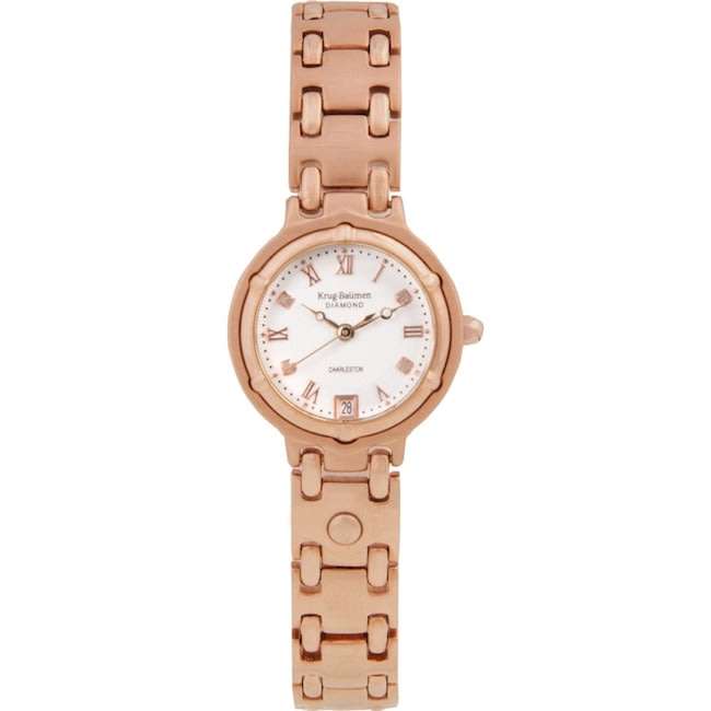 Retail: R10,600.00 Krug Baumen WOMEN'S Charleston CERTIFIED 4 Diamond White Dial Gold Watch