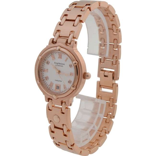 Retail: R10,600.00 Krug Baumen WOMEN'S Charleston CERTIFIED 4 Diamond White Dial Gold Watch