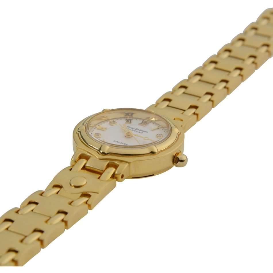 Retail: R10,600.00 Krug Baumen WOMEN'S Charleston CERTIFIED 4 Diamond White Dial Gold Watch