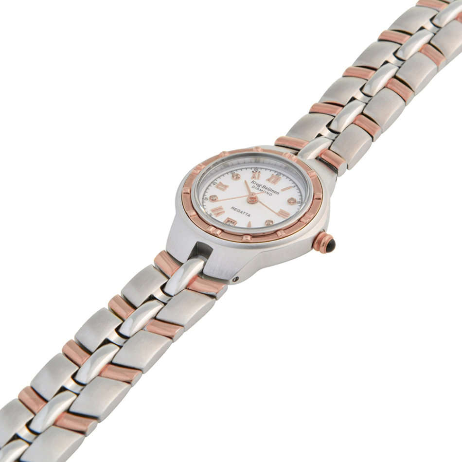 NEW RRP £605 Krug Baumen LADIES ROSE GOLD Regatta 4X Genuine Diamond White Dial Watch NEW