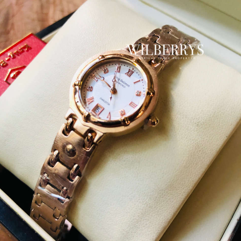 Retail: R10,600.00 Krug Baumen WOMEN'S Charleston CERTIFIED 4 Diamond White Dial Gold Watch