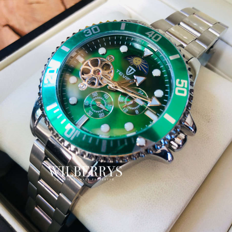 Retail: R2,599.00 TEVISE ® Men`s Perpetual FLYWHEEL Automatic Flower Moon Watch BRAND NEW