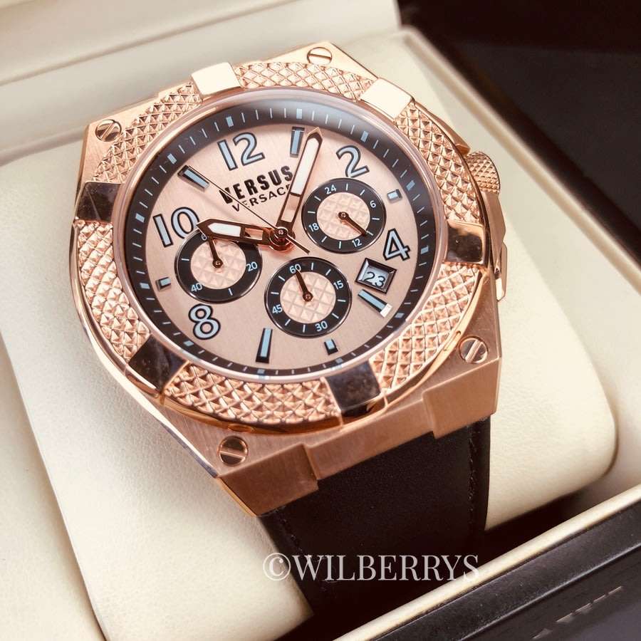 Retail: R9000.00 VERSACE Men's Versus Saint Germain BLACK GOLD EDITION Date Watch BRAND NEW