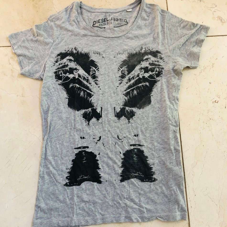 DIESEL 'Psycho Analysis' Grey T-Shirt Size S - 100% GENUINE NEW without tags