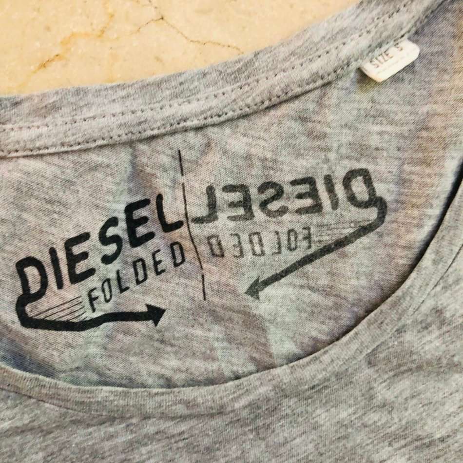 DIESEL 'Psycho Analysis' Grey T-Shirt Size S - 100% GENUINE NEW without tags