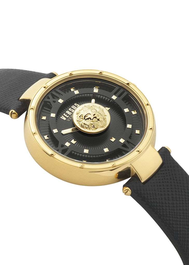 Retail: R8299.00 VERSACE Women's Medusa Parisan Black Leather Watch BRAND NEW NEW IN BOX