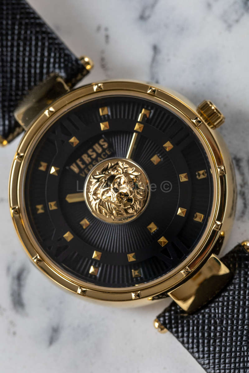 Retail: R8299.00 VERSACE Women's Medusa Parisan Black Leather Watch BRAND NEW NEW IN BOX