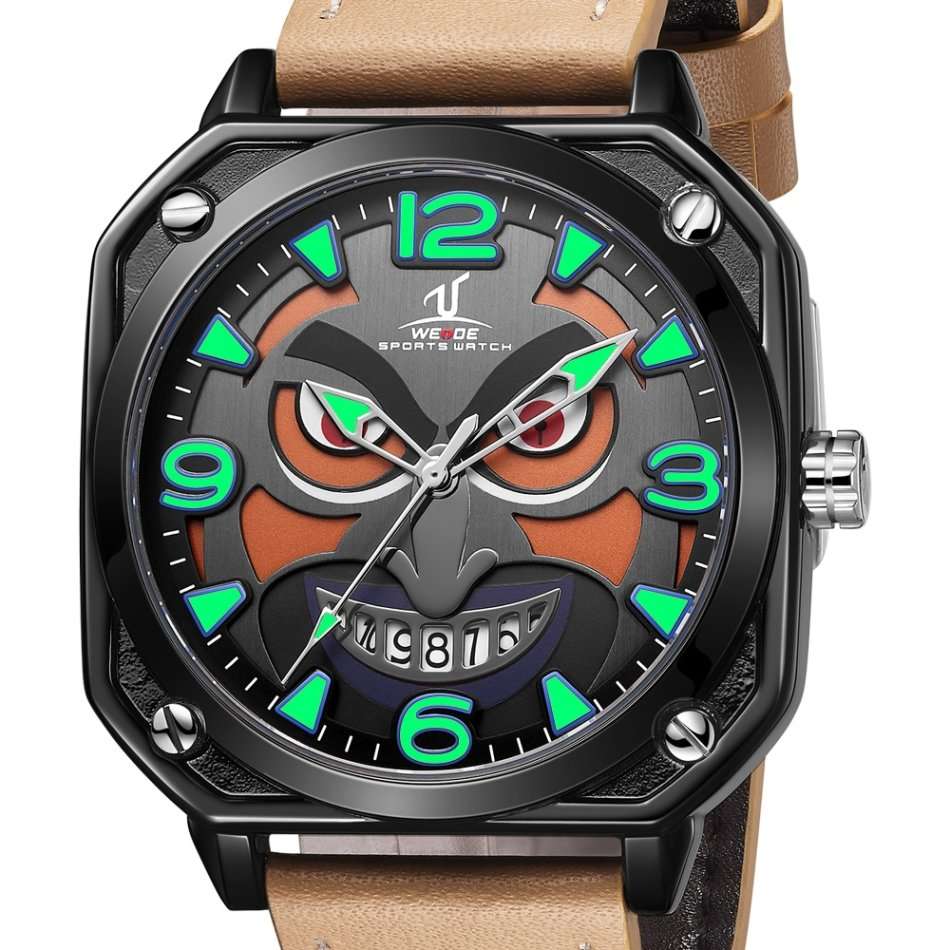 WEIDE Men's Joker Leather Tan Date Luminous Watch BRAND NEW official SA store