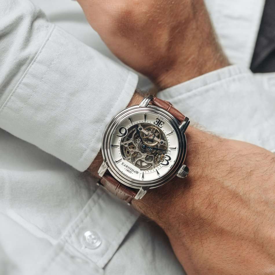 Retail: R9,900.00 Earnshaw LONDON Longcase Grande Skeleton Automatic Watch BRAND NEW