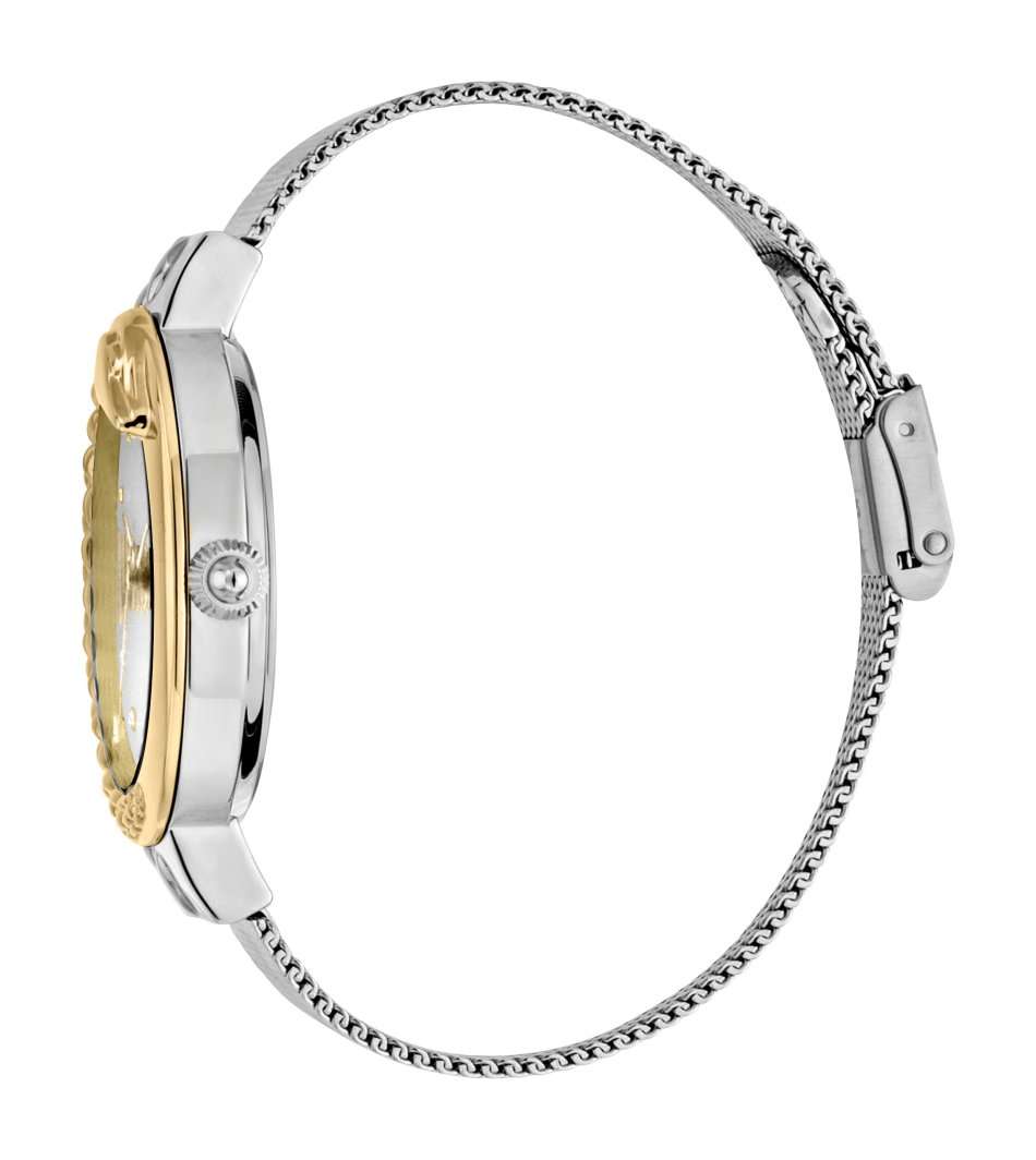 R6999.00 ROBERTO CAVALLI Women's JC SNAKE Bold 40mm Milanese Silver/Gold Zirconia Watch NEW IN BOX