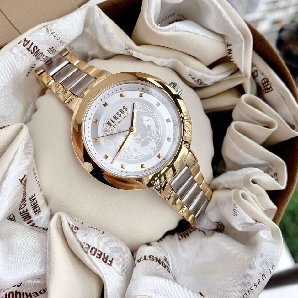 Retail: 8,000.00 VERSACE Women's Versus LION PRIDE Two Toned Watch BRAND NEW IN BOX + PAPERS