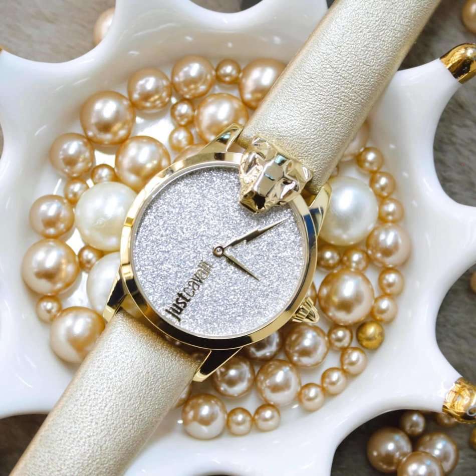 R6999.00 ROBERTO CAVALLI Women's JC Cougar Leather Bling Dial Watch BRAND NEW IN BOX