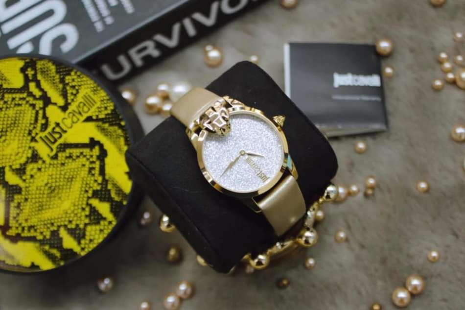 R6999.00 ROBERTO CAVALLI Women's JC Cougar Leather Bling Dial Watch BRAND NEW IN BOX