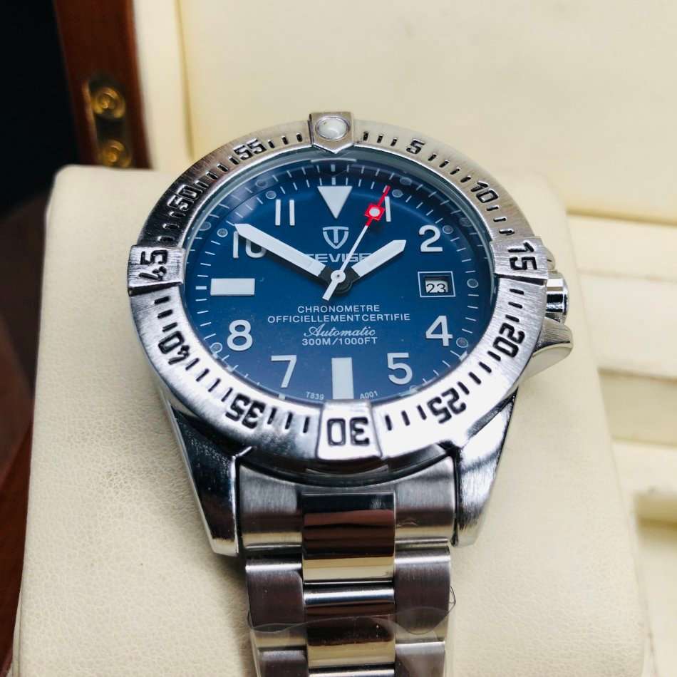 Retail: R1,999.00 TEVISE ® Men's Decoy Ionic Navy Dial Watch BRAND NEW IN BOX + PAPERS